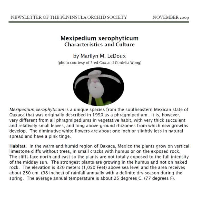 POS Newsletter (2009) Mexipedium xerophyticum